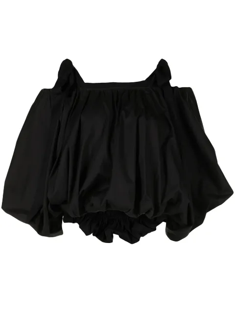 Goen.J voluminous-shape cotton-blend blouse Black GJ21SST09