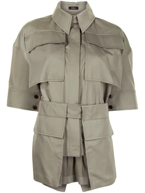Goen.J belted cotton-blend twill shirt Green GJ21SST04