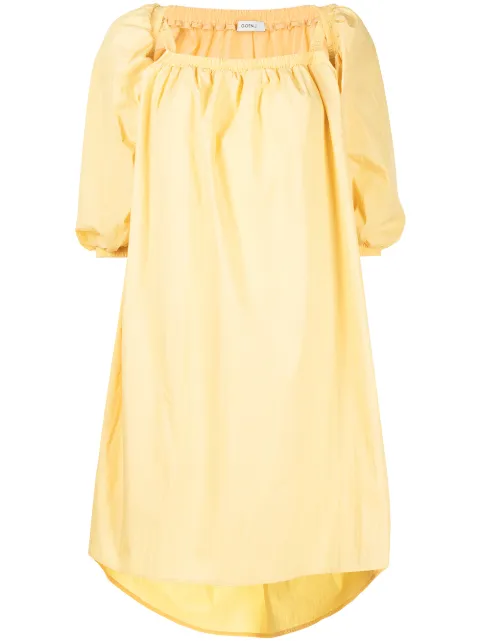 Goen.J ruffled A-line midi-dress Yellow GJ21SSDS08