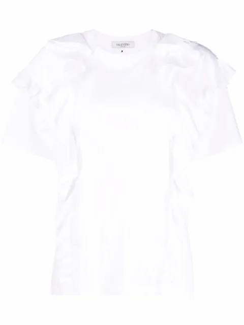 Valentino Garavani ruffle-trim short-sleeve T-shirt White BMG13F6F6
