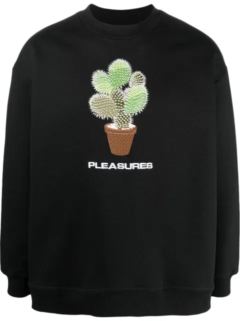 Pleasures Spike embroidery rib-trimmed sweatshirt Black P21SP007