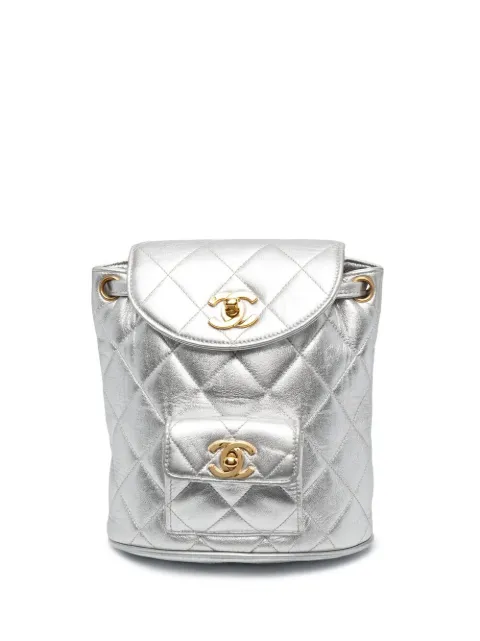 CHANEL Pre-Owned 1991-1994 CC Turn-lock backpack Silver CC12500S