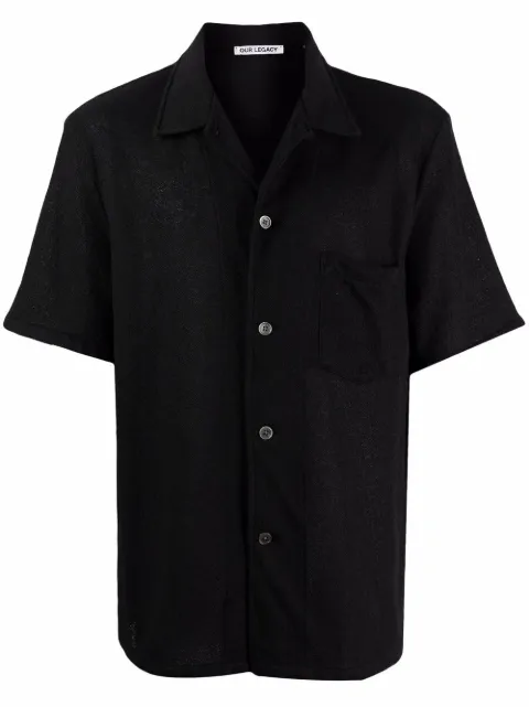 OUR LEGACY bouclé short-sleeve shirt Black M2202BB