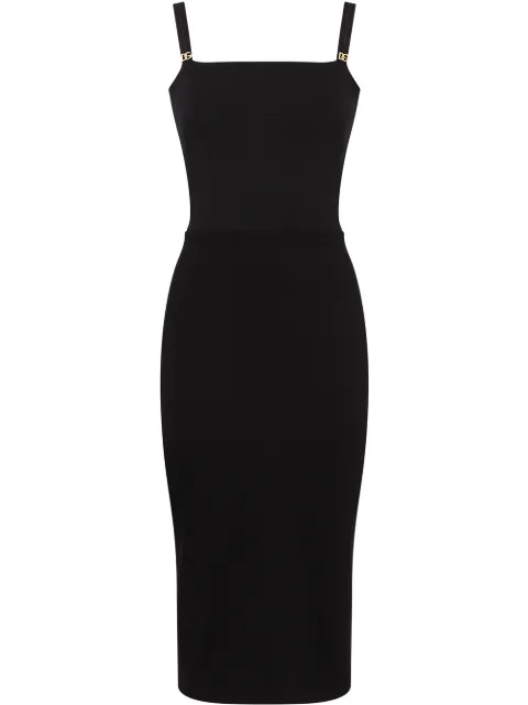 Dolce & Gabbana logo-appliqué sleeveless midi dress Black F6R0LTFUGKG
