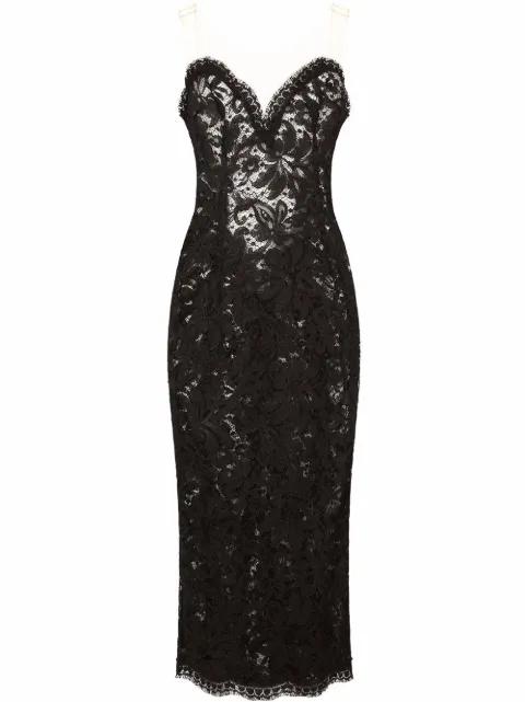 Dolce & Gabbana sleeveless tulle midi dress Black F6R0BTFLMOK