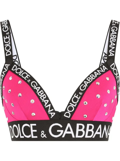 Dolce & Gabbana sequin embellished logo trim bra top Pink O1C13TFUGLG