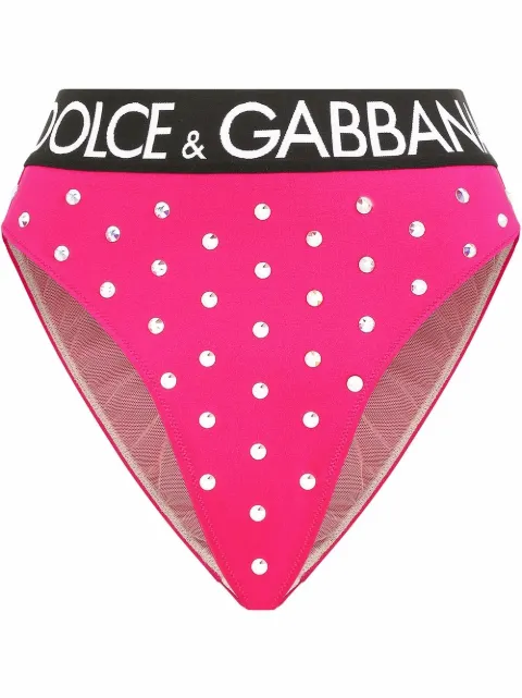 Dolce & Gabbana rhinestone-embellished high-waisted briefs Pink O2C25TFUGLG