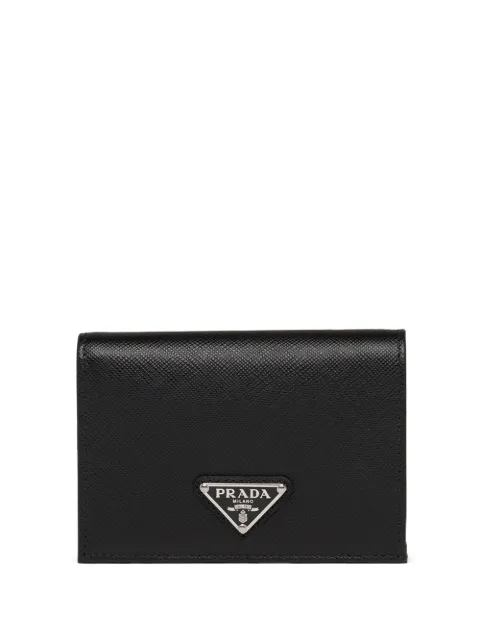 Prada triangle logo rectangle wallet Black 1MV021QHH