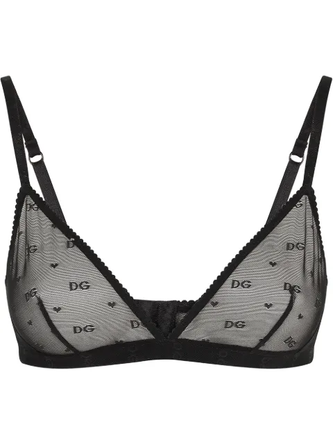 Dolce & Gabbana jacquard tulle triangle bra Black O1B81TFLUAP