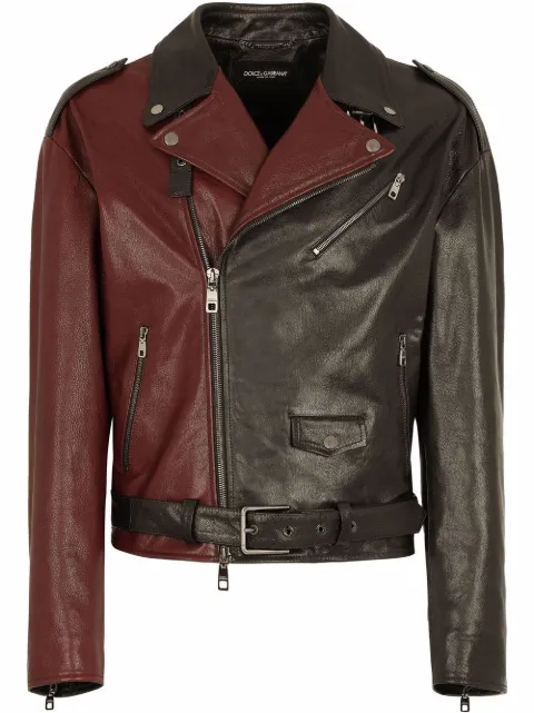 Dolce & Gabbana two-tone biker jacket Black G9UV1LHULEV