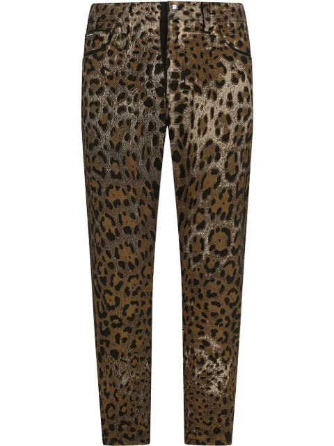 Dolce & Gabbana leopard-print cropped trousers Brown GYJDADG8EI1