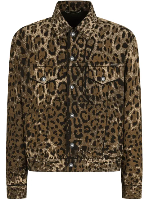 Dolce & Gabbana leopard-print denim jacket Brown G9UW6DG8EI1