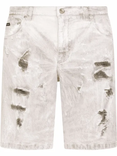 Dolce & Gabbana ripped-detail denim shorts Grey GWNXADG8EH2