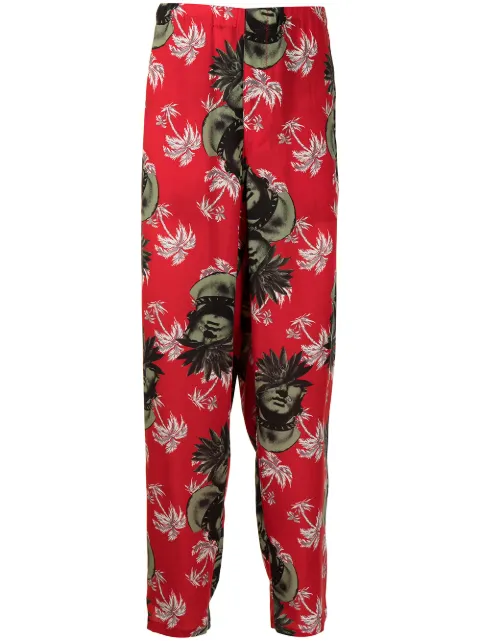 Undercover printed straight-leg trousers Red UC1A45064