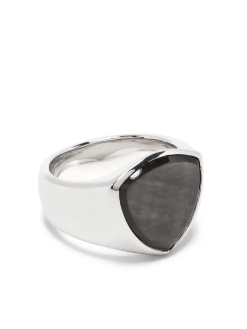 Tom Wood Shield Black MOP signet ring Silver R74HYBLM01S925