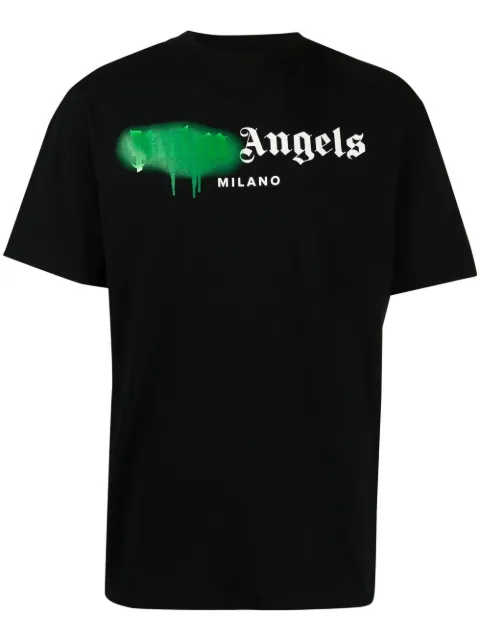 Palm Angels Milano sprayed-logo T-shirt Black PMAA001C99JER0061055