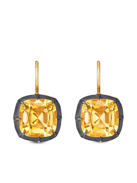 FRED LEIGHTON 18kt yellow gold cushion citrine collet drop earrings Gold E1090FL0CITSVGO