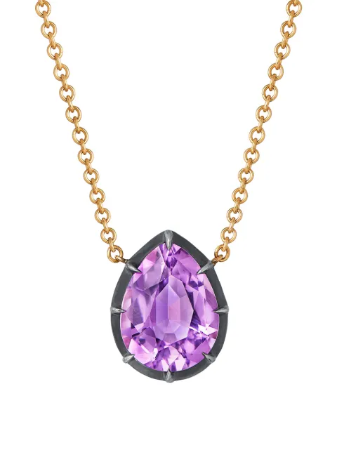 FRED LEIGHTON 18kt yellow gold pear shaped amethyst collet solitaire pendant necklace Gold N1052FL0AMESVGO