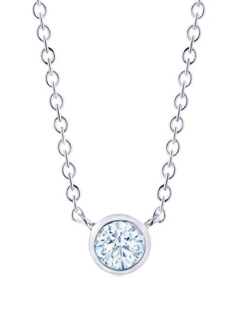 KWIAT 18kt white gold round diamond bezel set pendant necklace Silver N980025DIA18KW