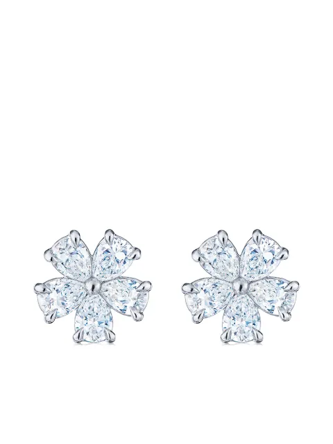 KWIAT cluster floral diamond stud earrings Silver E25520DIAPLAT