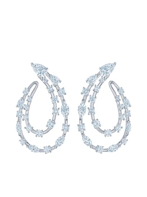KWIAT 18kt white gold diamond Starry Night two-row sideways hoop earrings Silver E25990DIA18KW