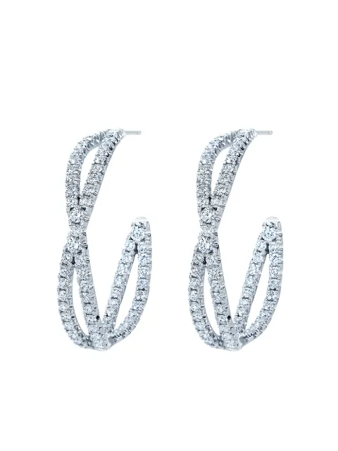 KWIAT 18kt white gold diamond Fidelity petite hoop earrings Silver E20660DIA18KW