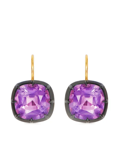 FRED LEIGHTON 18kt yellow gold cushion amethyst collet drop earrings Gold E1090FL0AMESVGO