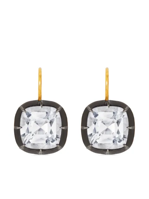 FRED LEIGHTON 18kt yellow gold cushion white topaz collet drop earrings Gold E1090FL0WTPZSVGO