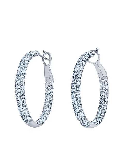 KWIAT 18kt white gold diamond Moonlight hoop earrings Silver E24490DIA18KW