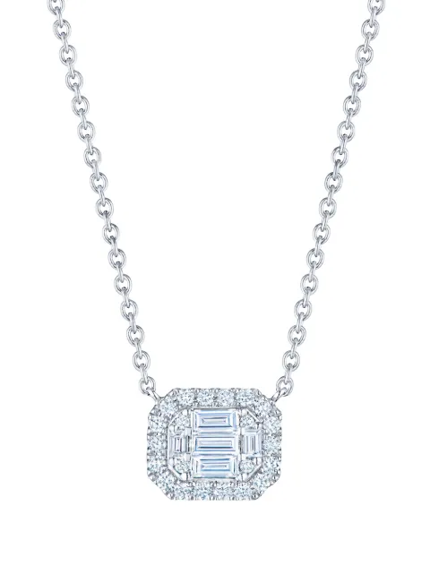 KWIAT 18kt white gold emerald cut diamond Sunburst pendant Silver N98870DIA18KW
