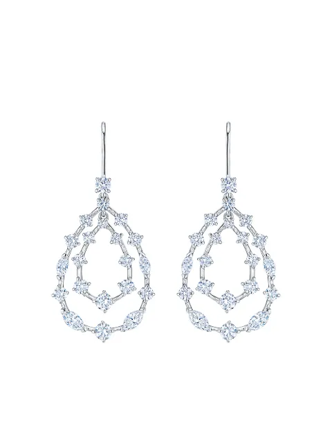 KWIAT 18kt white gold diamond Starry Night double teardrop earrings Silver E26190DIA18KW