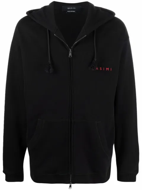 Qasimi embroidered logo slogan hoodie Black JE18HAYTHAM