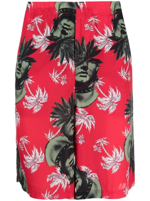 Undercover graphic-print bermuda shorts Red UC1A45081