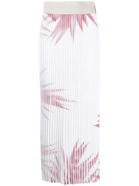 Lorena Antoniazzi palm tree-print pleated skirt White E2156SM0012571