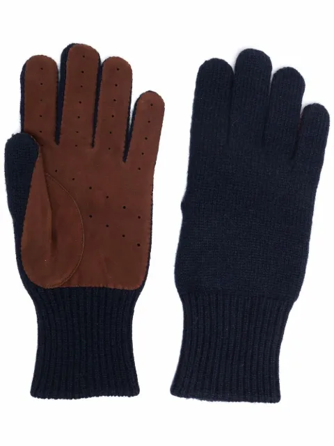 Brunello Cucinelli perforated cashmere gloves Blue M2292118CN000