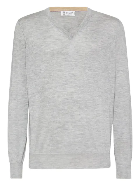 Brunello Cucinelli V-neck cashmere-silk jumper Grey M2300162CD408