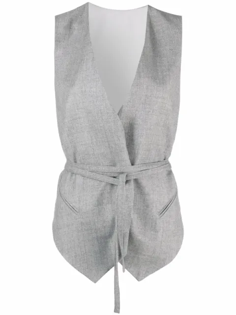 Brunello Cucinelli sleeveless belted waistcoat Grey MB5972886C002