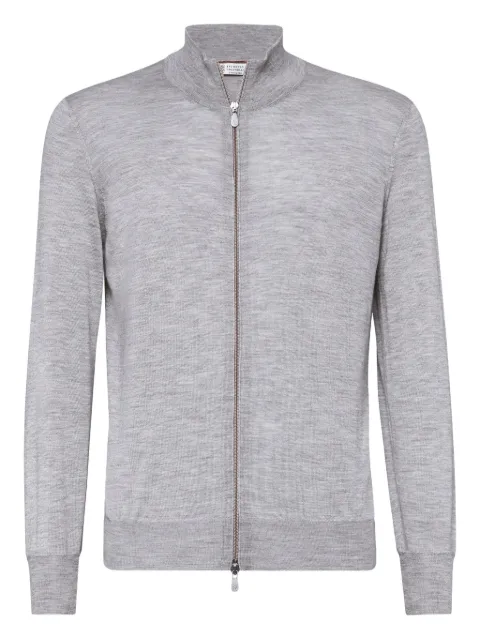 Brunello Cucinelli zip-up cashmere-silk jumper Grey M2300106CD408