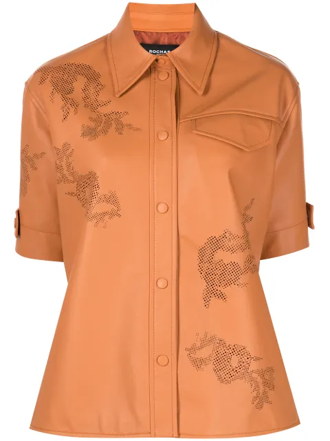 Rochas Soriana leather shirt Brown ROPS80004RRS800