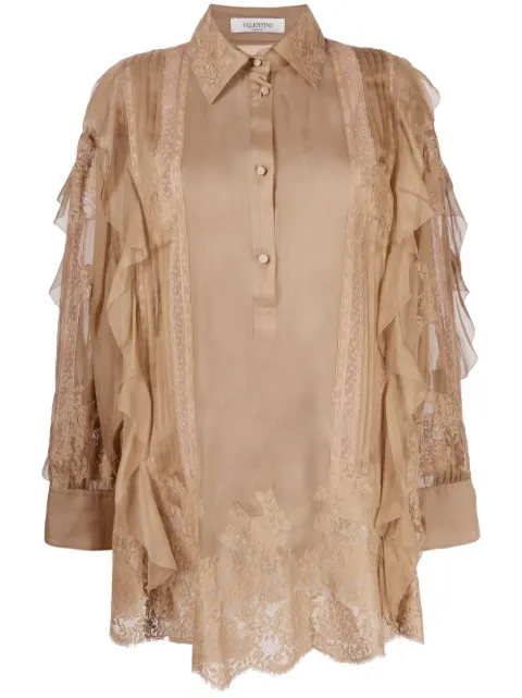 Valentino Garavani ruffle-trim silk blouse Neutrals BAE5X52UP