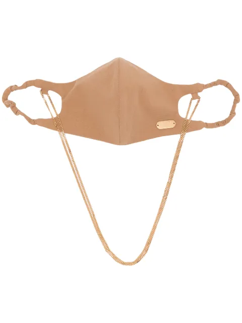 0711 logo-plaque cotton face mask Brown 0711MSK2
