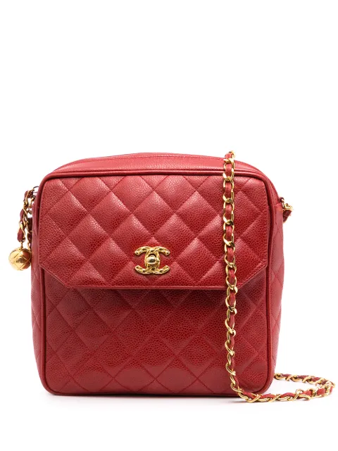 CHANEL Pre-Owned 1992 CC diamond-quilted shoulder bag Red 2666815