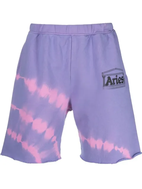 Aries tie dye-print track shorts Purple SRAR30202