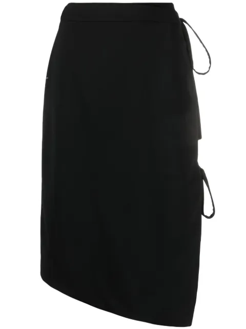 Off-White tie-fastening asymmetric skirt Black OWCC122S21FAB0021000