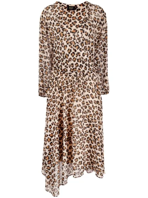 LIU JO leopard print asymmetric dress Neutrals CA1066T2441