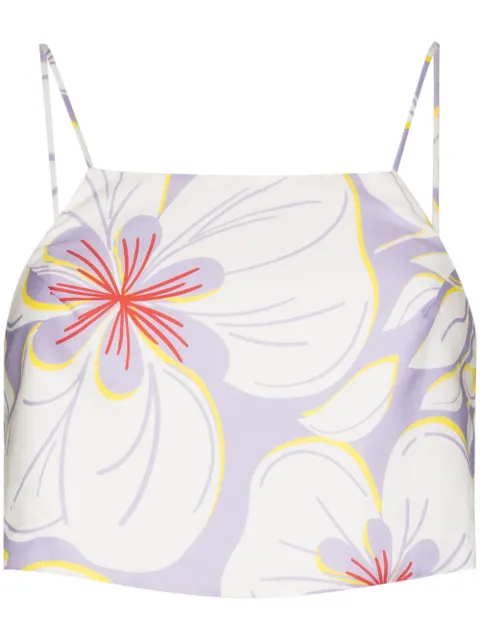 RACIL floral-print cropped top White RS13T05BAMBOOVOILEDECOTTON