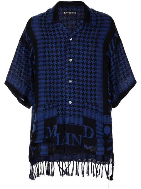 Mastermind World geometric logo-print cotton shirt Blue MW21S06SH014007