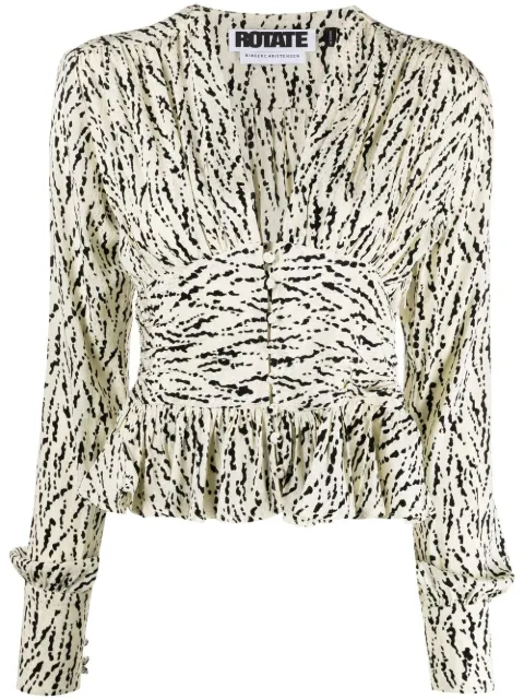 ROTATE BIRGER CHRISTENSEN long-sleeved flared blouse Neutrals RT103