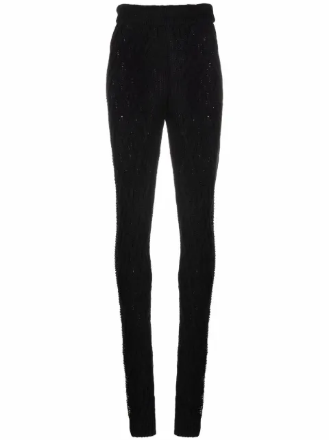 Philipp Plein Cashmere Crystal cable-knit trousers Black AAACWKT0096PKN002N