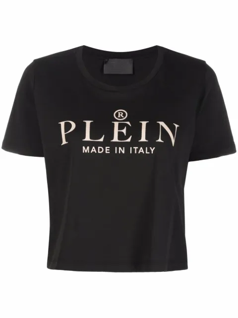 Philipp Plein Iconic Plein short-sleeve cropped T-shirt Black AAACWTK2228PJY002N